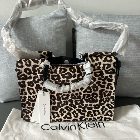 Calvin Klein Brown Leopard Print Tote - Picture 1 of 11